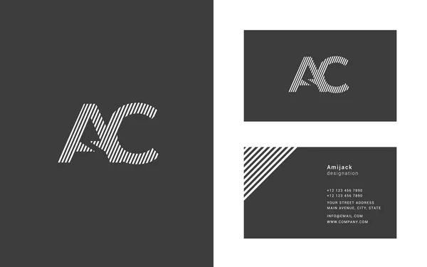 Línea estrecha letra A & C logo . — Vector de stock