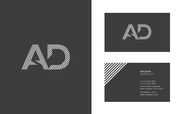 Línea estrecha letra A & D logo . — Vector de stock
