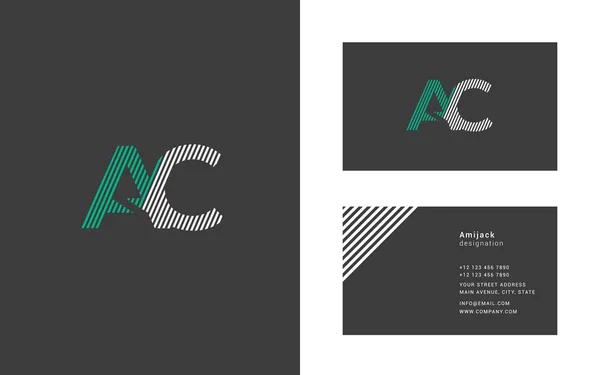 Narrow line letter A & C logo. — Stock Vector