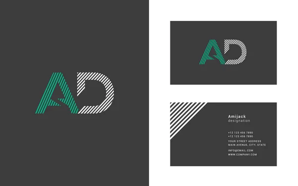 窄线字母 A & D 标志. — 图库矢量图片