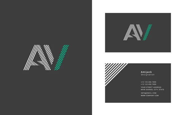 Narrow line letter A & V logo. — Stock Vector