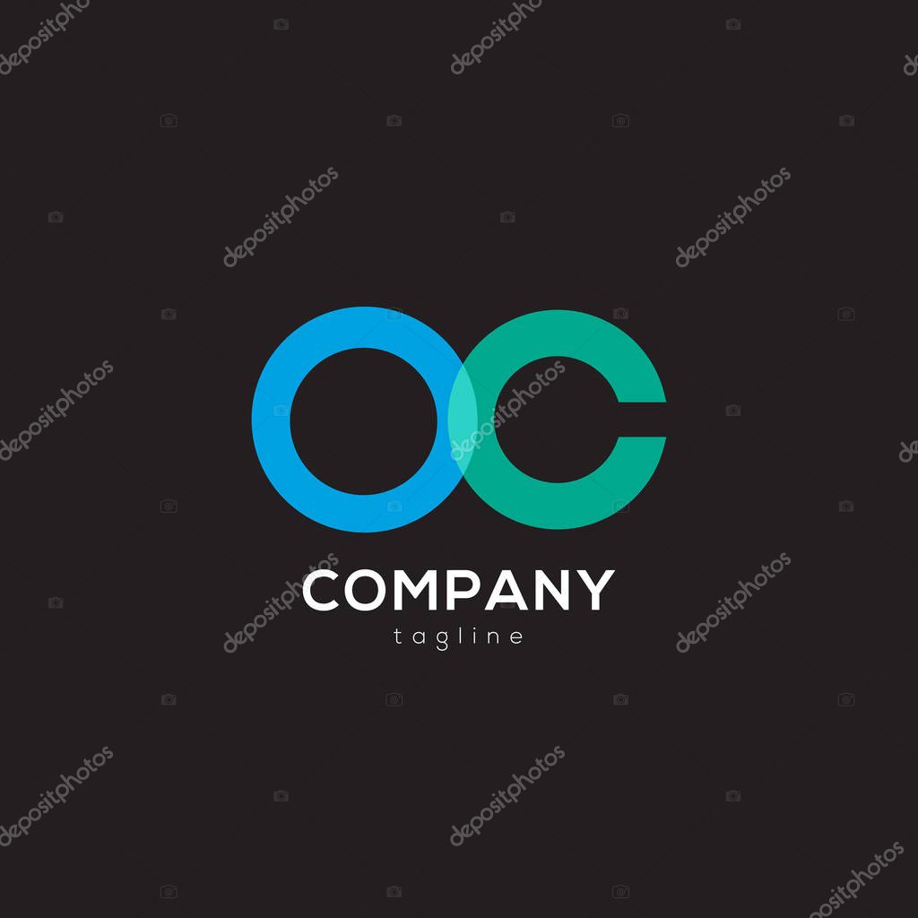 Joint letters logo Oc, vector illustration