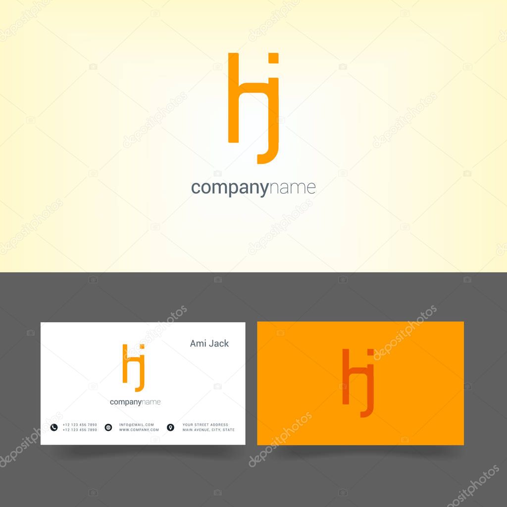 Vector illustration design of Joint letters Hj for card template
