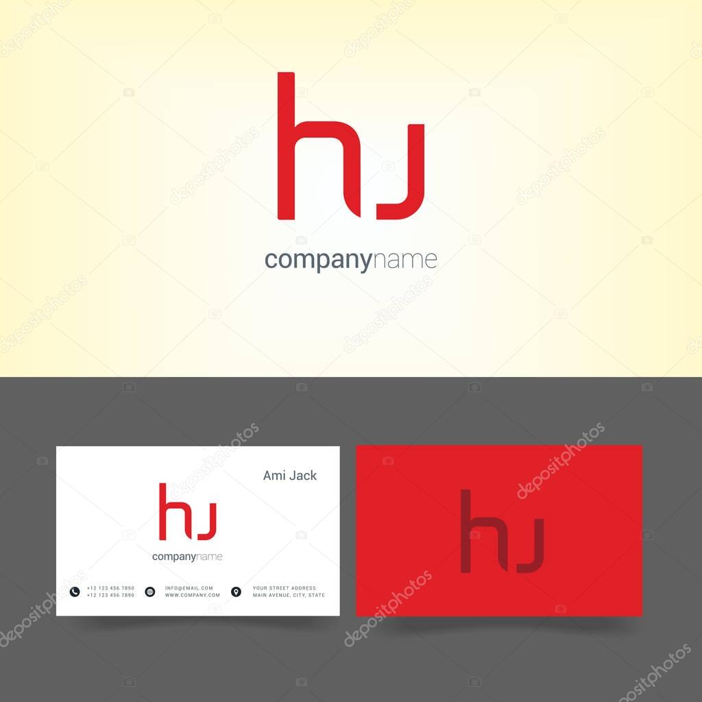 Vector illustration design of Joint letters Hj for cards template