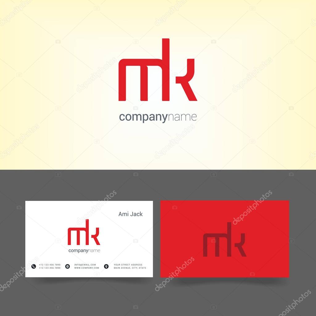 Vector illustration design of Joint letters MK for cards template