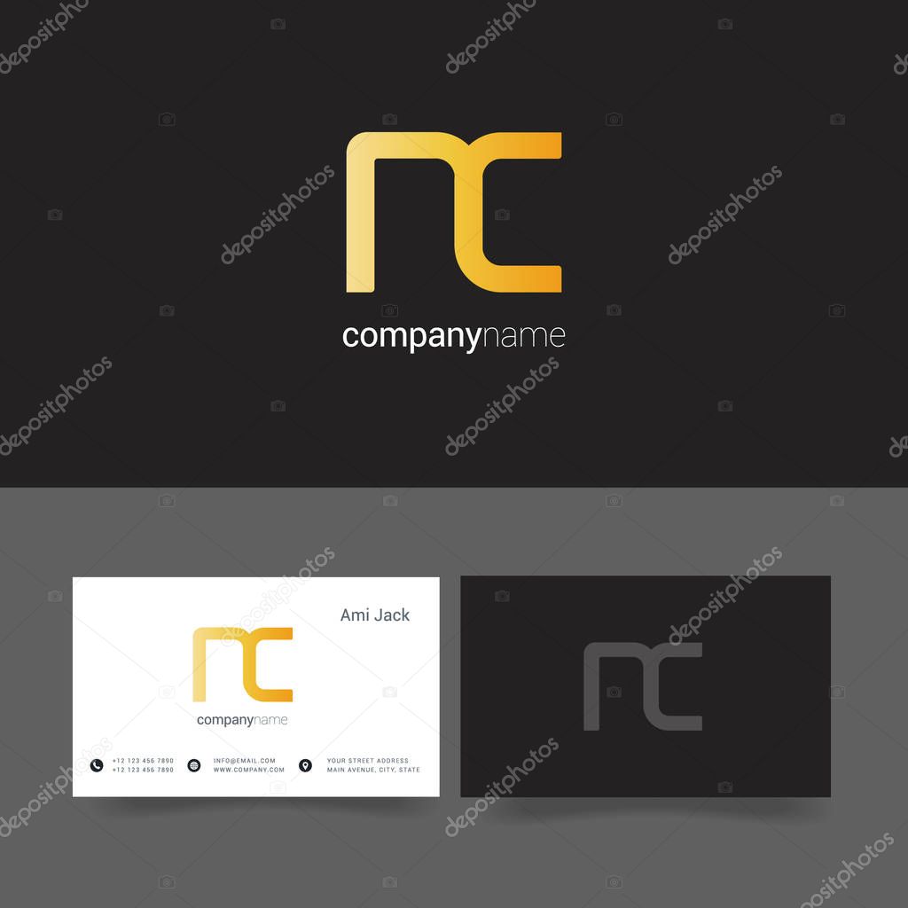 Vector illustration design of Joint letters NC for cards template