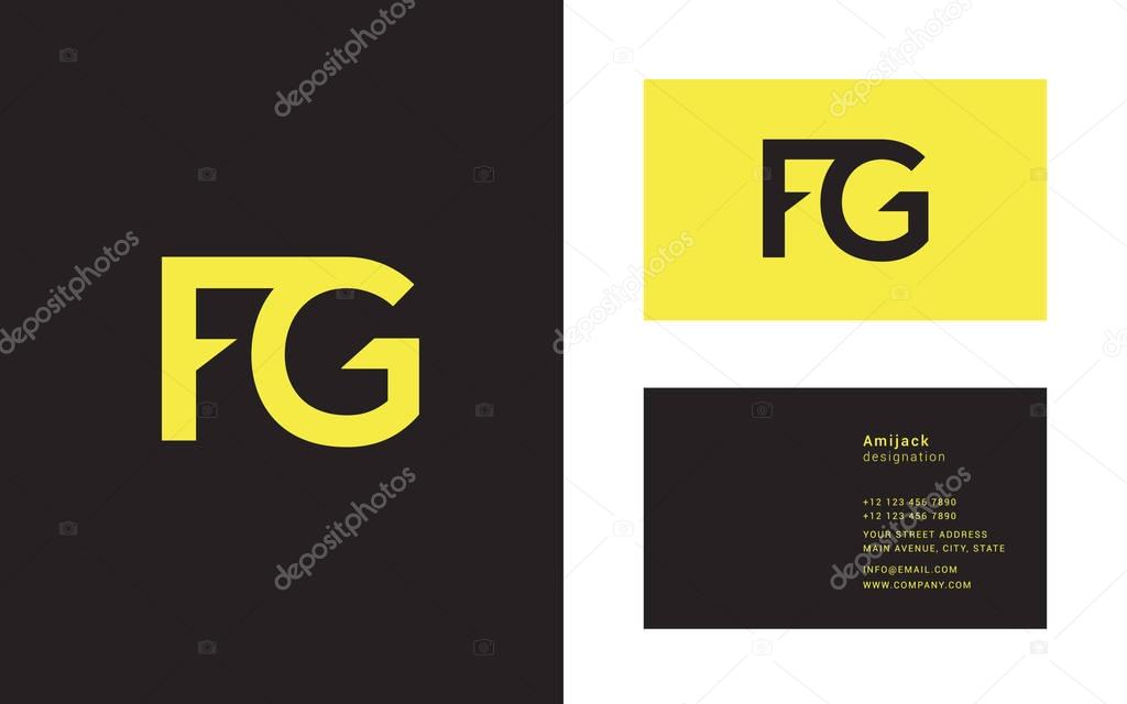 Fg joint letters logo design, template for business card, vector illustration