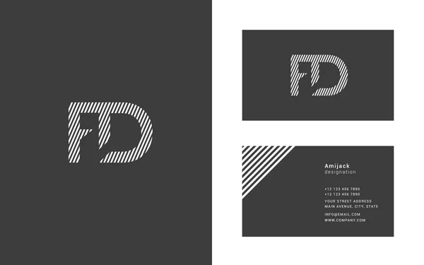 Gestaltung gemeinsamer Buchstaben fd — Stockvektor