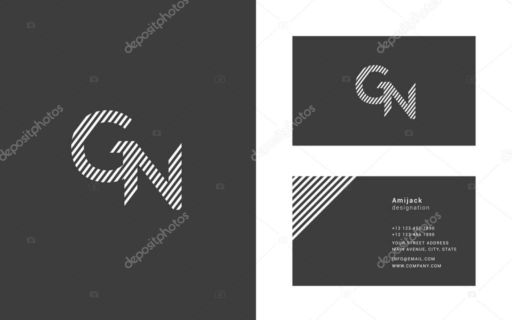 Vector illustration design of Joint letters GN for cards template