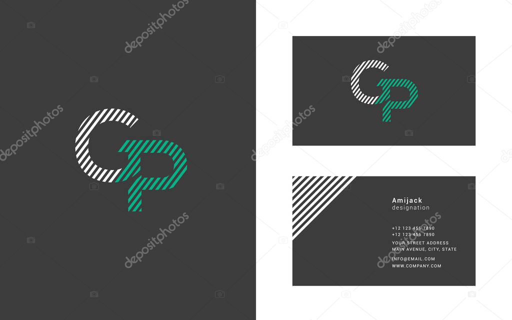 Vector illustration design of Joint letters GP for cards template