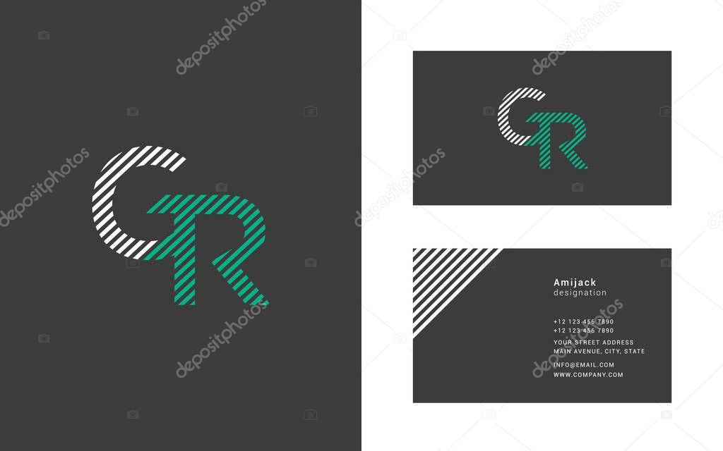 Vector illustration design of Joint letters GR for cards template