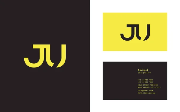 Logotipo conectado con letras JU — Vector de stock