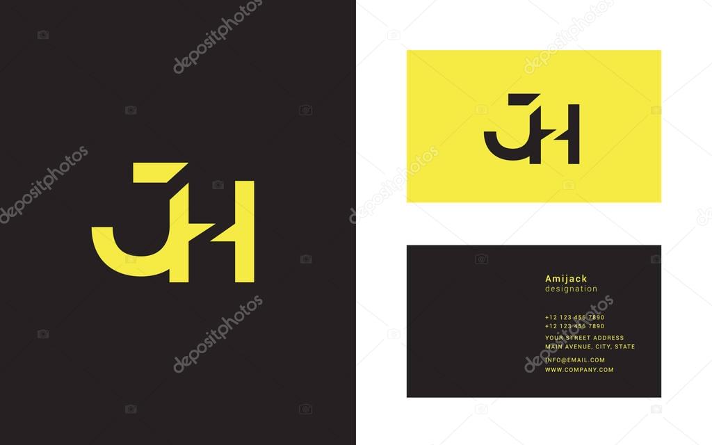 Connected logo with letters JH, corporate identity, vector illustration