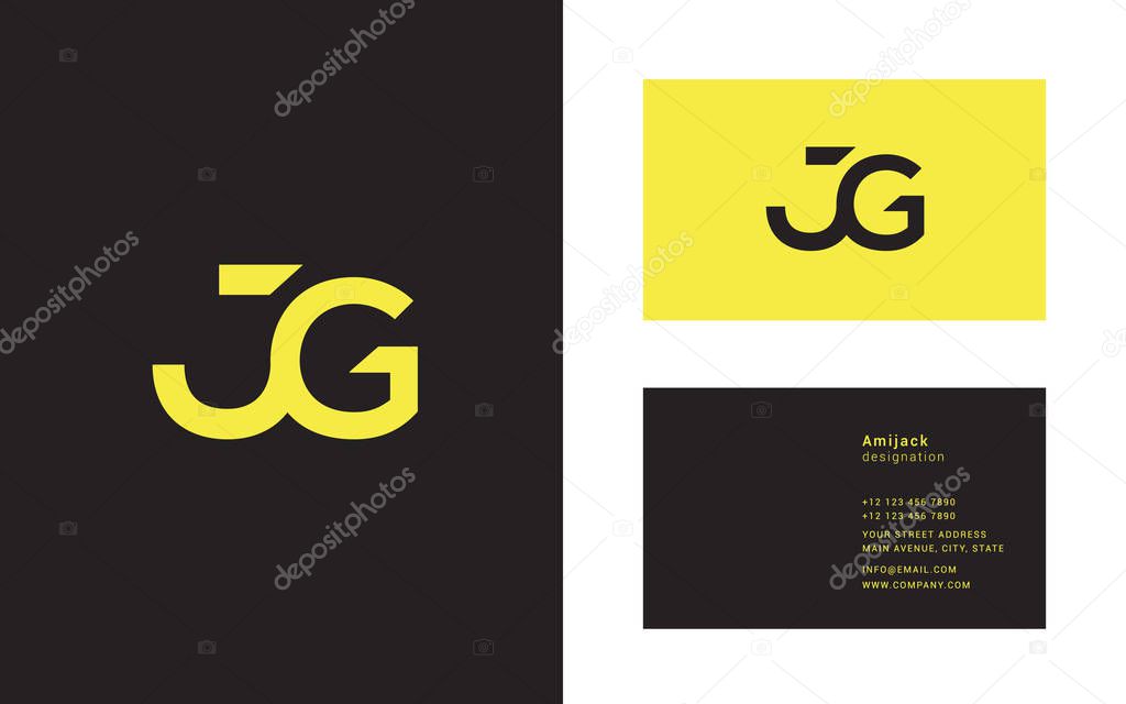 Connected logo with letters JG, corporate identity, vector illustration