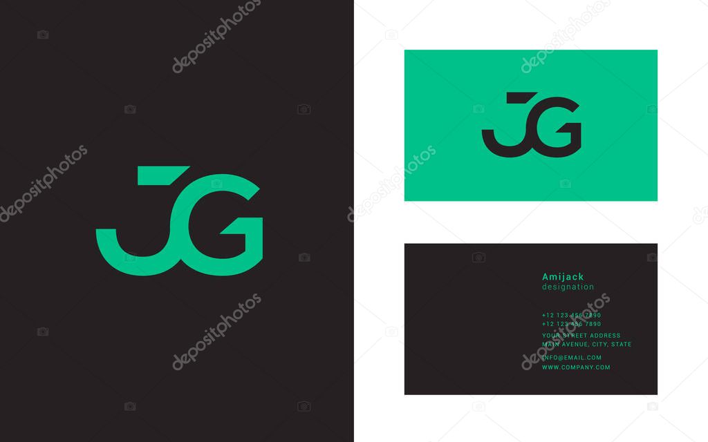 Connected logo with letters JG, corporate identity, vector illustration