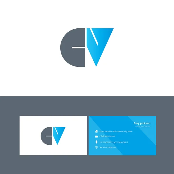 Type gras logo avec lettres CV — Image vectorielle