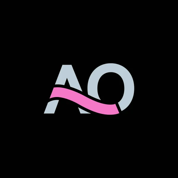Logotipo conectado con letras AO — Vector de stock