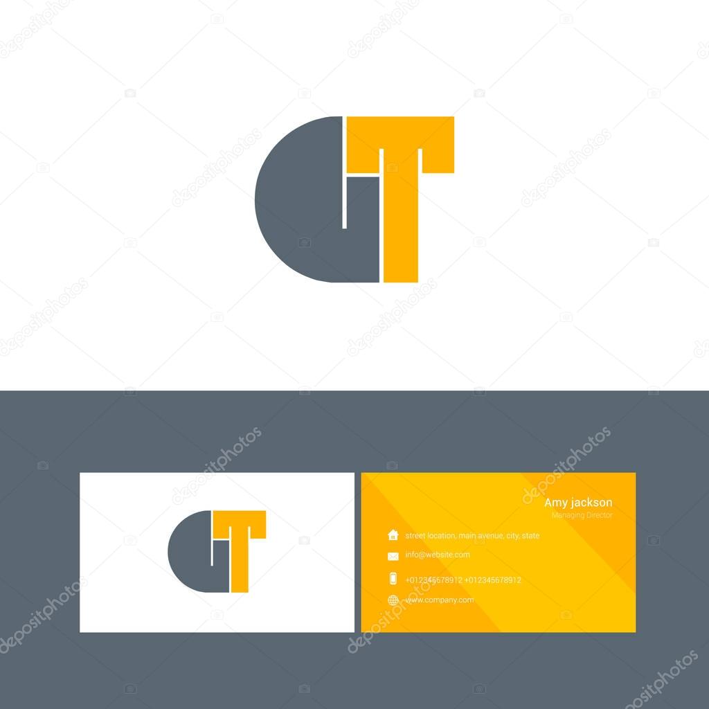 Bold letter logo Gt, vector design
