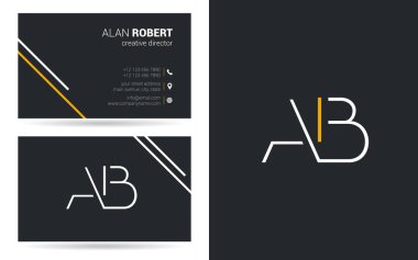 Kontur harfler Ab simgesi tasarım ve kartvizit şablonu 