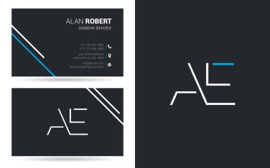 Kontur harf Ae simgesi tasarım ve kartvizit şablonu 