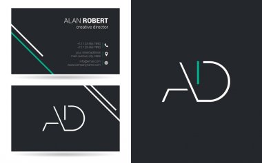 Kontur harf Ad simgesi tasarım ve kartvizit şablonu 