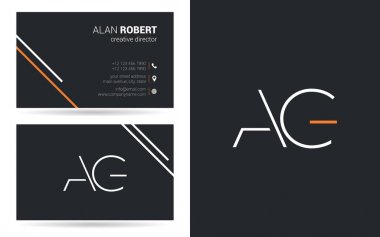 Kontur harfler Ag simgesi tasarım ve kartvizit şablonu 