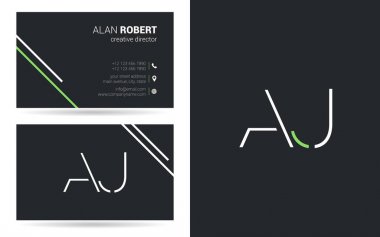 Kontur harfler Aj simgesi tasarım ve kartvizit şablonu 