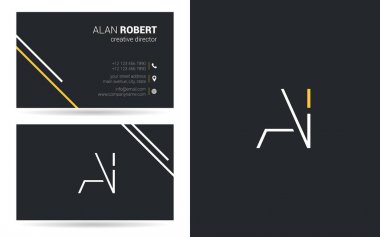 Kontur harfler AI simgesi tasarım ve kartvizit şablonu 