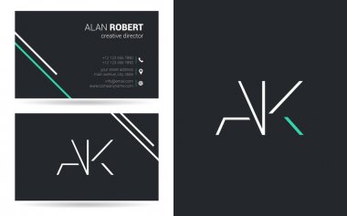 Kontur harfler Ak simgesi tasarım ve kartvizit şablonu 