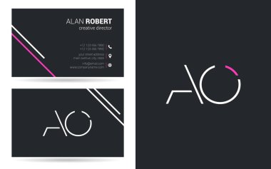 Kontur harfler Ao simgesi tasarım ve kartvizit şablonu 