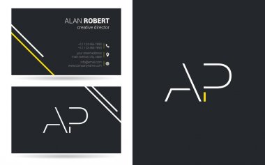 Kontur harfler Ap simgesi tasarım ve kartvizit şablonu 