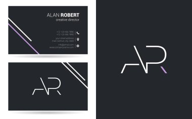 Kontur harfler Ar simgesi tasarım ve kartvizit şablonu 