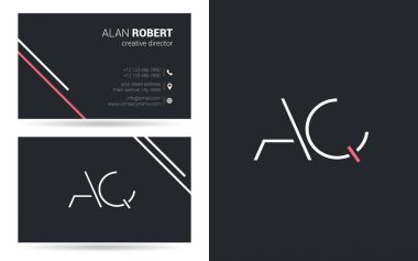 Kontur harfler Aq simgesi tasarım ve kartvizit şablonu 