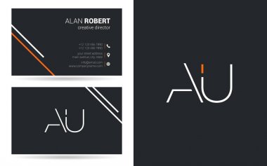 Kontur harfler Au simgesi tasarım ve kartvizit şablonu 