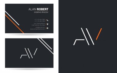 Kontur harfler Av simgesi tasarım ve kartvizit şablonu 