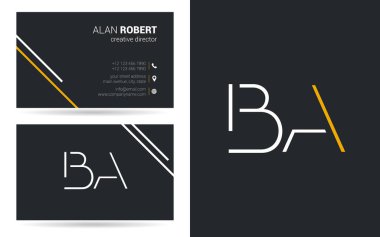 Kontur harfler Ba simgesi tasarım ve kartvizit şablonu 