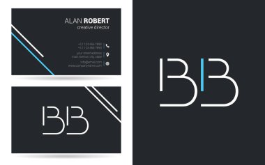 Kontur harfler Bb simgesi tasarım ve kartvizit şablonu 