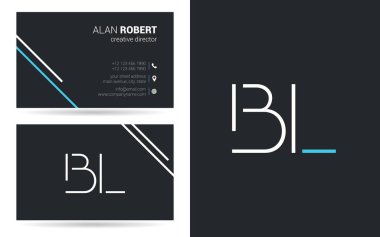 Kontur harfler Bl simgesi tasarım ve kartvizit şablonu 