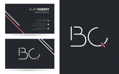 Kontur harfler Bq simgesi tasarım ve kartvizit şablonu 