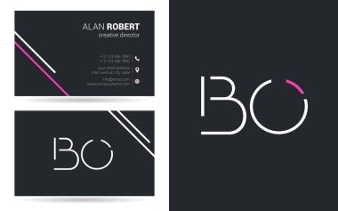 Kontur harfler Bo simgesi tasarım ve kartvizit şablonu 