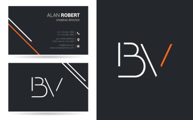 Kontur harfler Bv simgesi tasarım ve kartvizit şablonu 