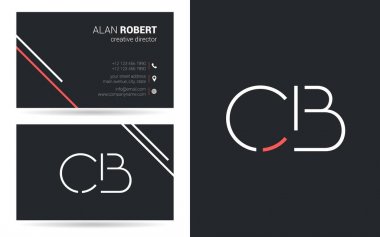 Kontur harfler Cb simgesi tasarım ve kartvizit şablonu 