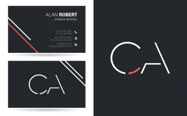 Kontur harf Ca simgesi tasarım ve kartvizit şablonu 