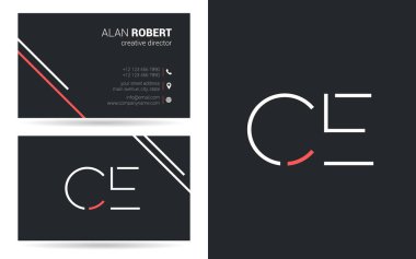 Kontur harfler Ce simgesi tasarım ve kartvizit şablonu 