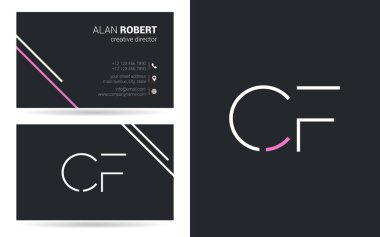 Kontur harfler Cf simgesi tasarım ve kartvizit şablonu 