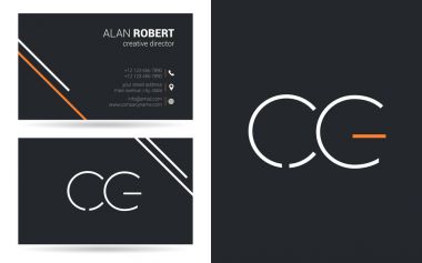 Kontur harfler Cg simgesi tasarım ve kartvizit şablonu 