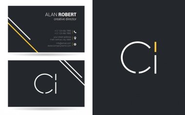 Kontur harfler CI simgesi tasarım ve kartvizit şablonu 