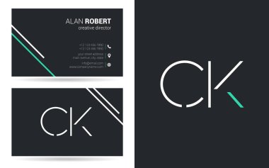 Kontur harfler Ck simgesi tasarım ve kartvizit şablonu 