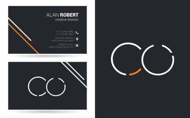 Kontur harf Co simgesi tasarım ve kartvizit şablonu 