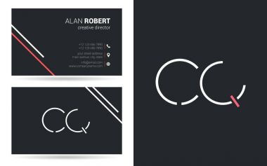 Kontur harfler Cq simgesi tasarım ve kartvizit şablonu 